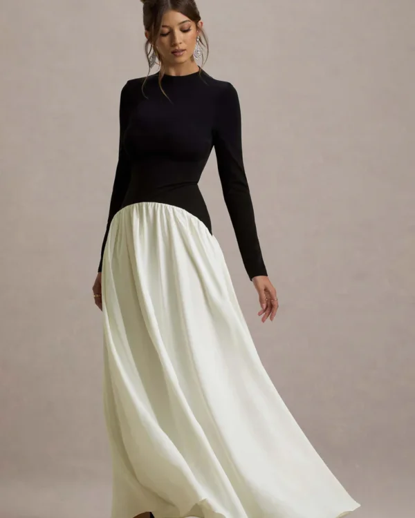 Benedetta Black & Cream Maxi Dress