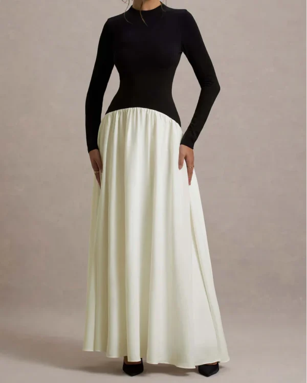 Benedetta Black & Cream Maxi Dress