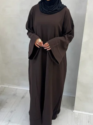 Brown Ribbed Abaya