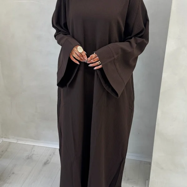 Brown Ribbed Abaya