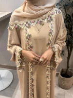 Floral Lace Abaya Set - Blush