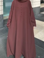 Brown Button abaya