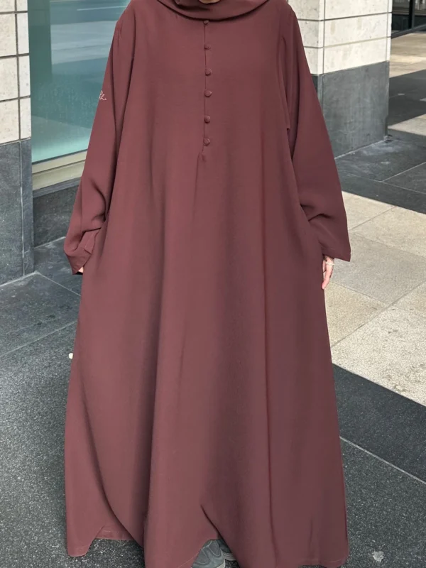 Brown Button abaya