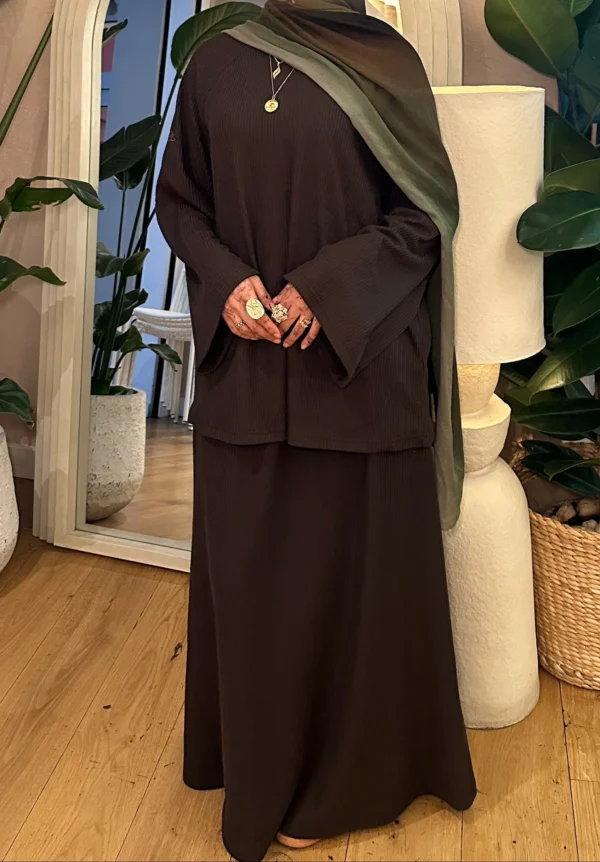 Ribbed Two Piece Set – Brown
