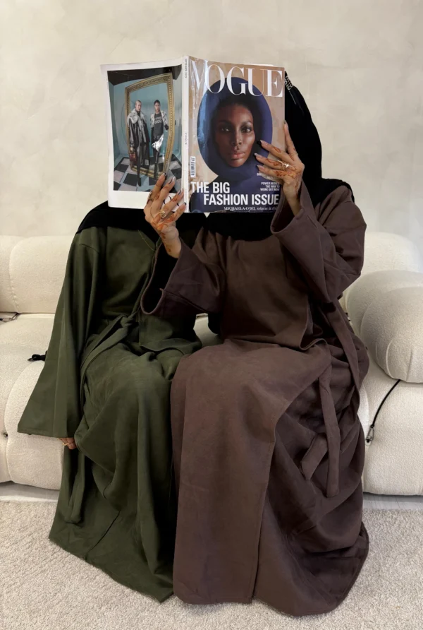 Chocolate Brown Suede abaya