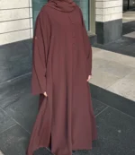 Brown Button abaya