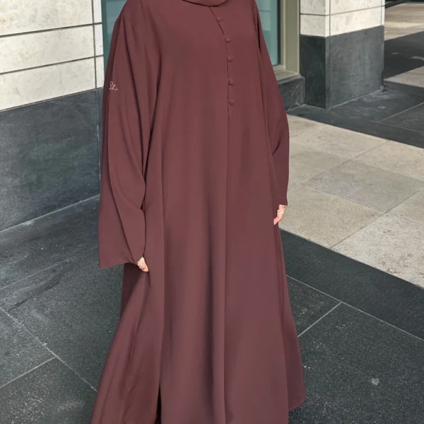Brown Button abaya