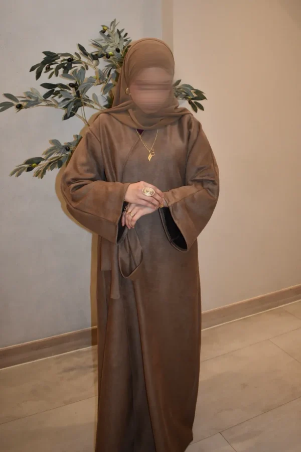 Brown Suede abaya