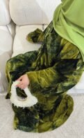Green Printed Velvet Abaya