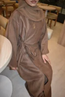 Brown Suede abaya