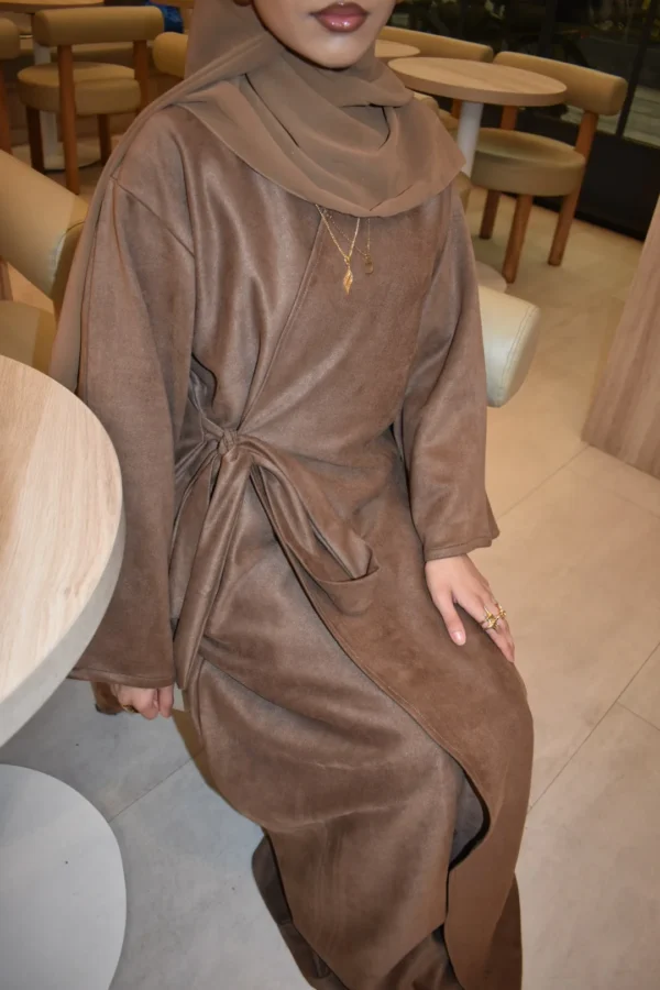 Brown Suede abaya