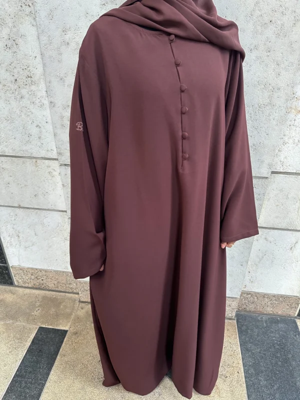 Brown Button abaya