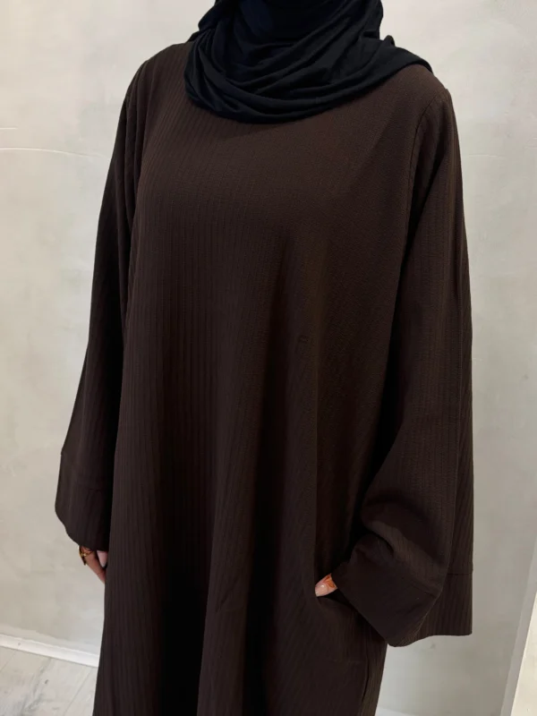 Brown Ribbed Abaya