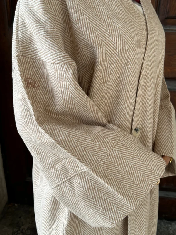 Herringbone Abaya Coat - Beige