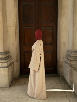 Herringbone Abaya Coat - Beige