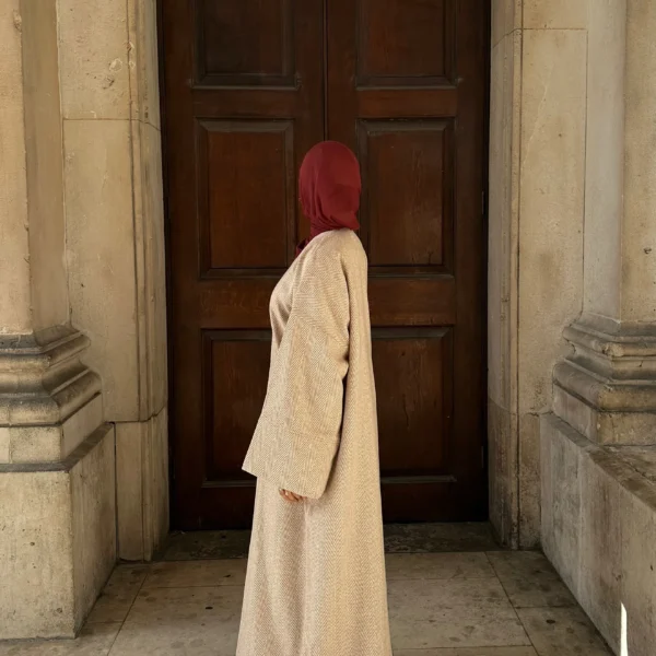 Herringbone Abaya Coat - Beige