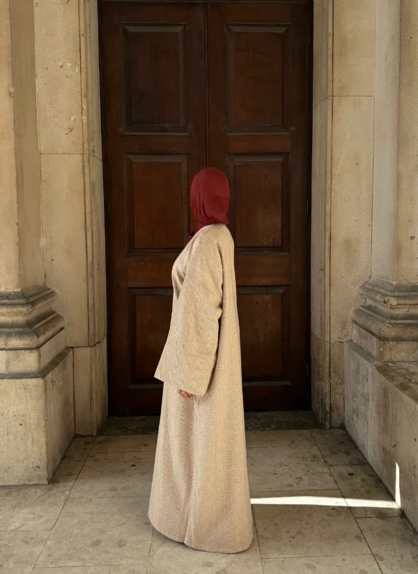 Herringbone Abaya Coat - Beige