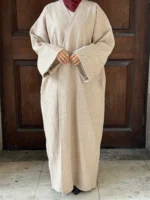 Herringbone Abaya Coat - Beige