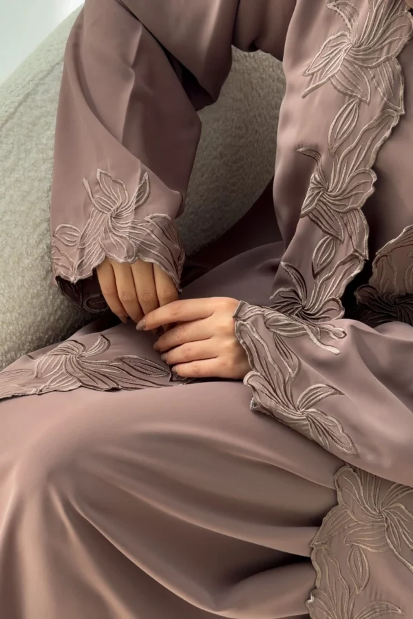 Yara Rose Taupe 3pc Abaya Set