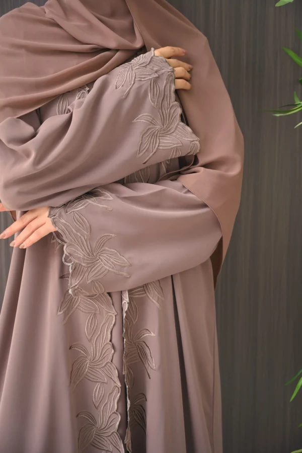 Yara Rose Taupe 3pc Abaya Set