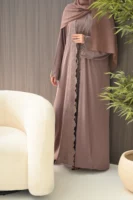 Yara Rose Taupe 3pc Abaya Set