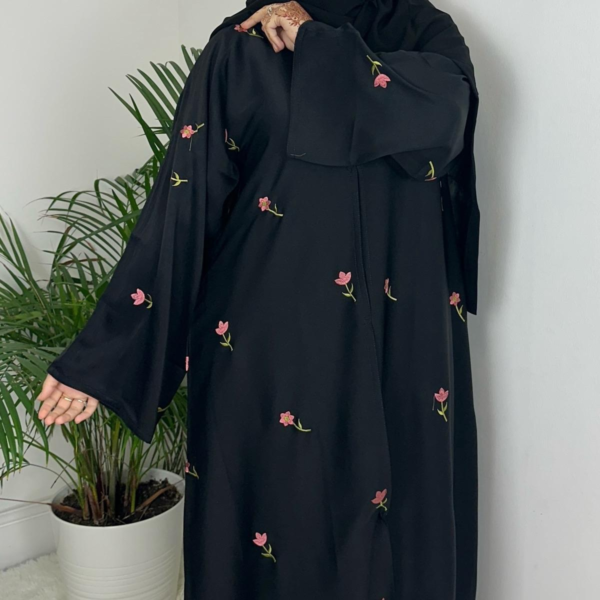 Mona Abaya with Embroidery Scarf