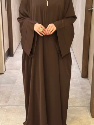 Brown Nursing-Friendly Abaya with Zip