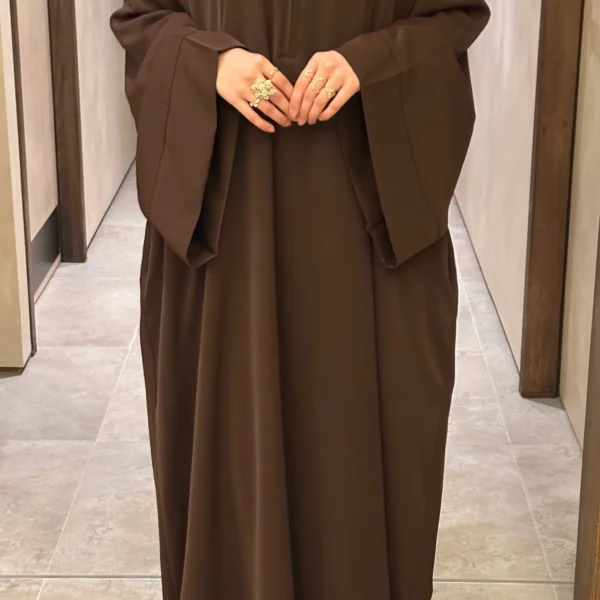 Brown Nursing-Friendly Abaya with Zip