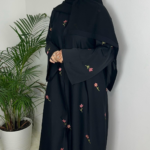 Mona Abaya with Embroidery Scarf