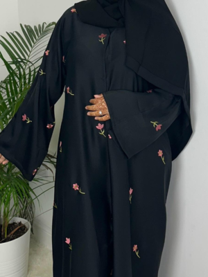 Mona Abaya with Embroidery Scarf