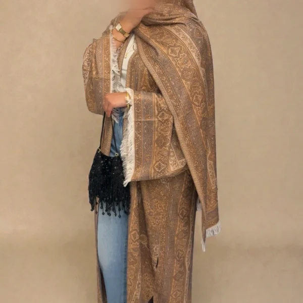 Golden Amber Pashmina Abaya, Inner dress & Matching Chiffon Hijab (NO PASHMINA SHAWL)