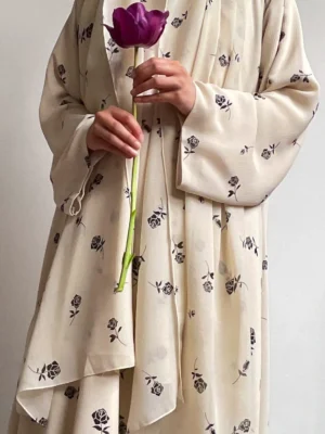 Basma Butter Yellow Closed Abaya 3pc Set