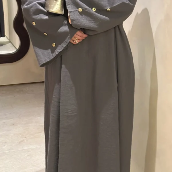 Cotton Abaya - Grey