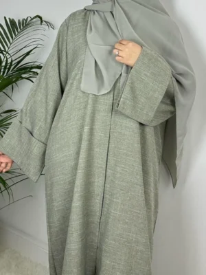 Rawdah Linen Open Abaya