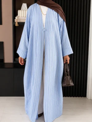 Cotton-Linen Stripe Abaya