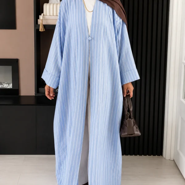 Cotton-Linen Stripe Abaya