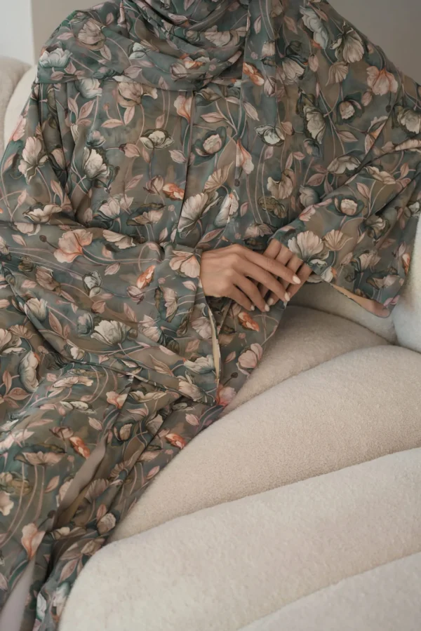 Vintage Garden Double Chiffon Abaya