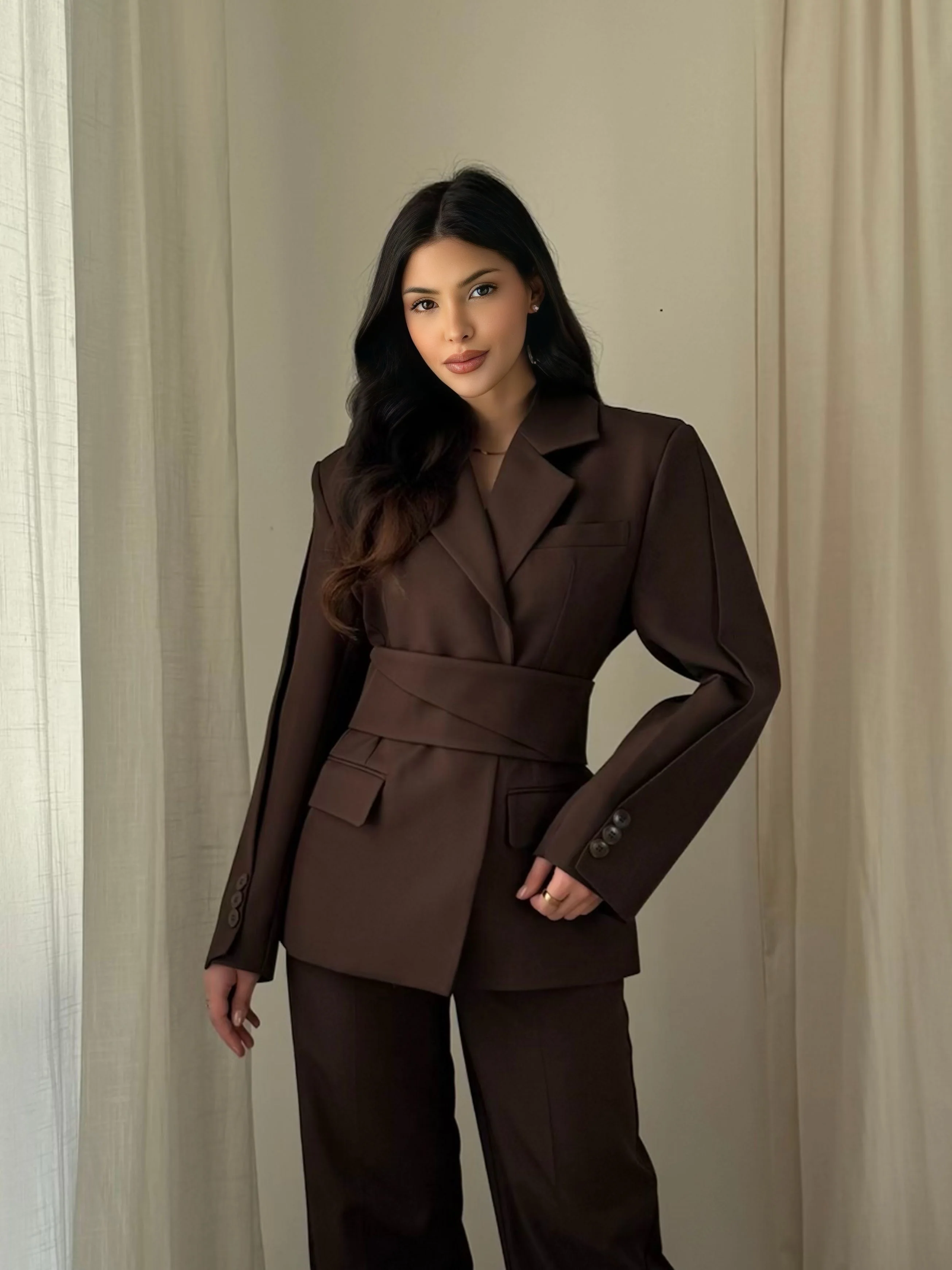 Hana Tailored Belted Blazer