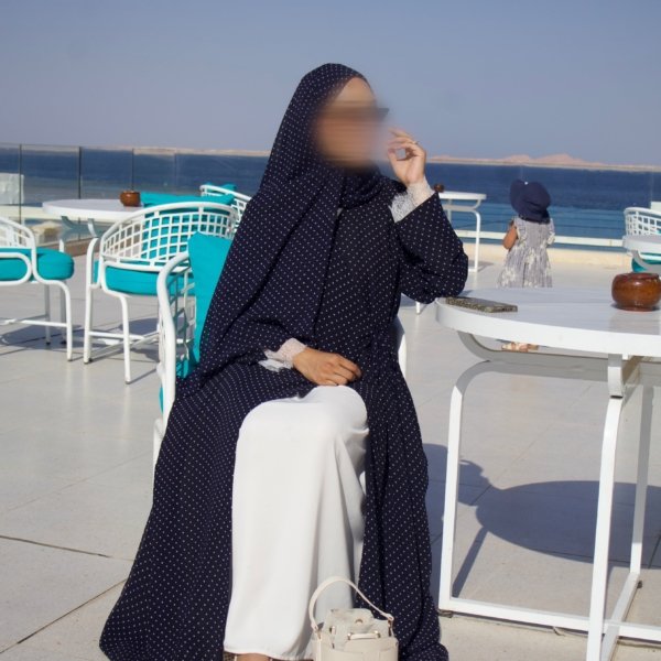 Polka Dot Chiffon Lace Wrap Abaya
