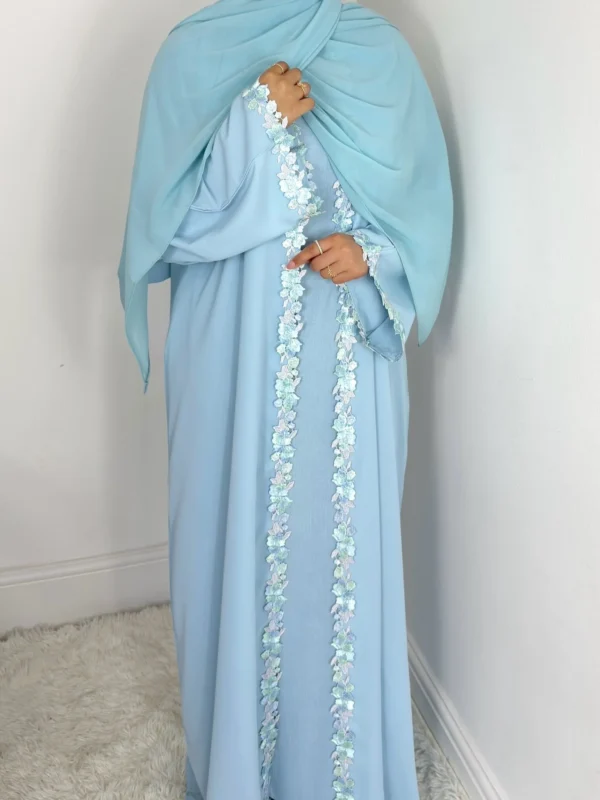 Rawdah Nida Lace Abaya set with inner slip dress