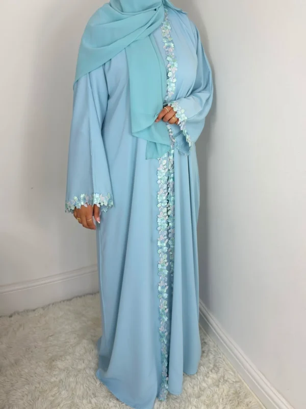 Rawdah Nida Lace Abaya set with inner slip dress