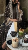 Brown Border Polka Dot Abaya