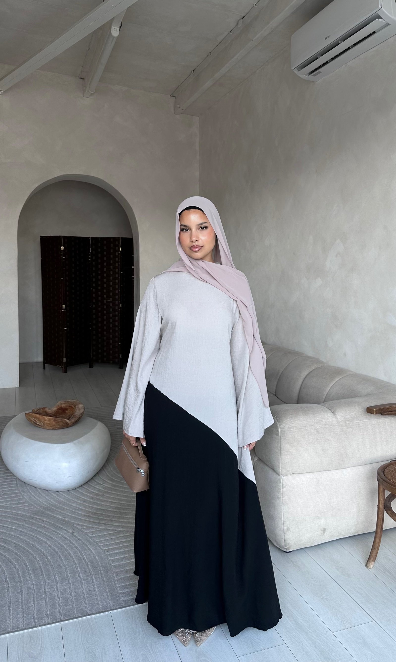 Two Tone Open Abaya