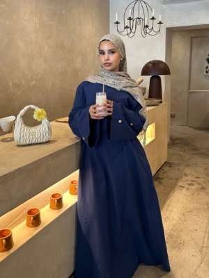 Cotton Abaya - Blue
