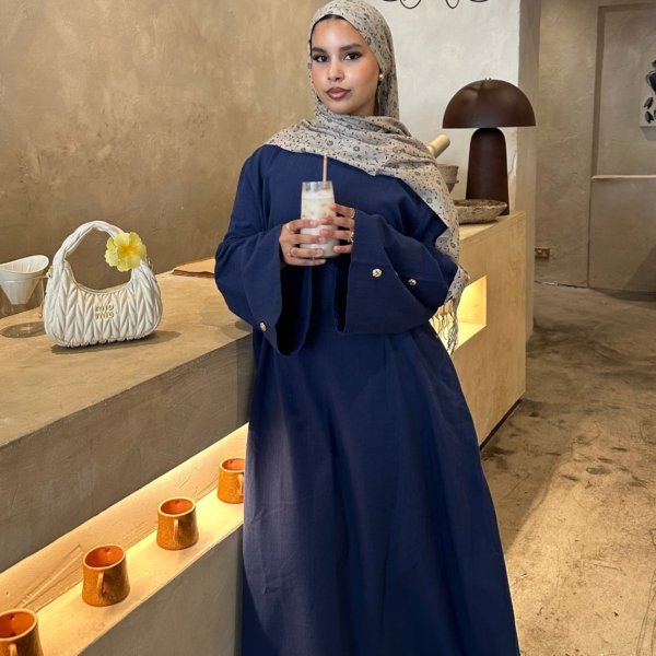 Cotton Abaya - Blue