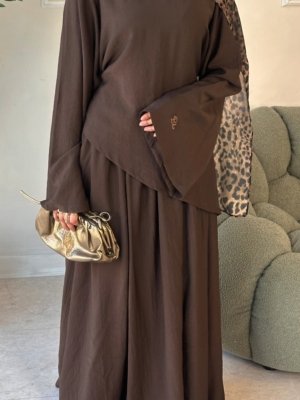 Asymmetrical top and skirt Coord set - Brown