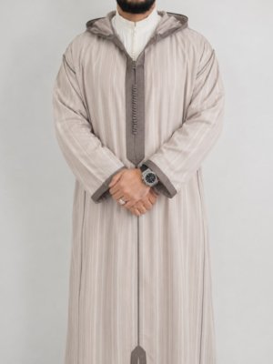 Hooded Premium Nikkah Djellaba Strip see through