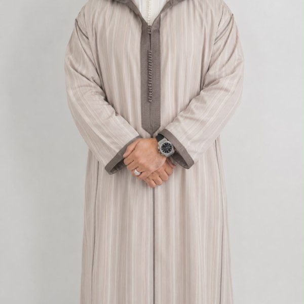 Hooded Premium Nikkah Djellaba Strip see through