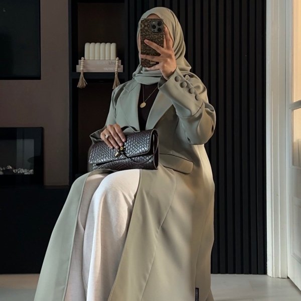 Aaliyah Tailored Blazer Abaya | Sage Mist