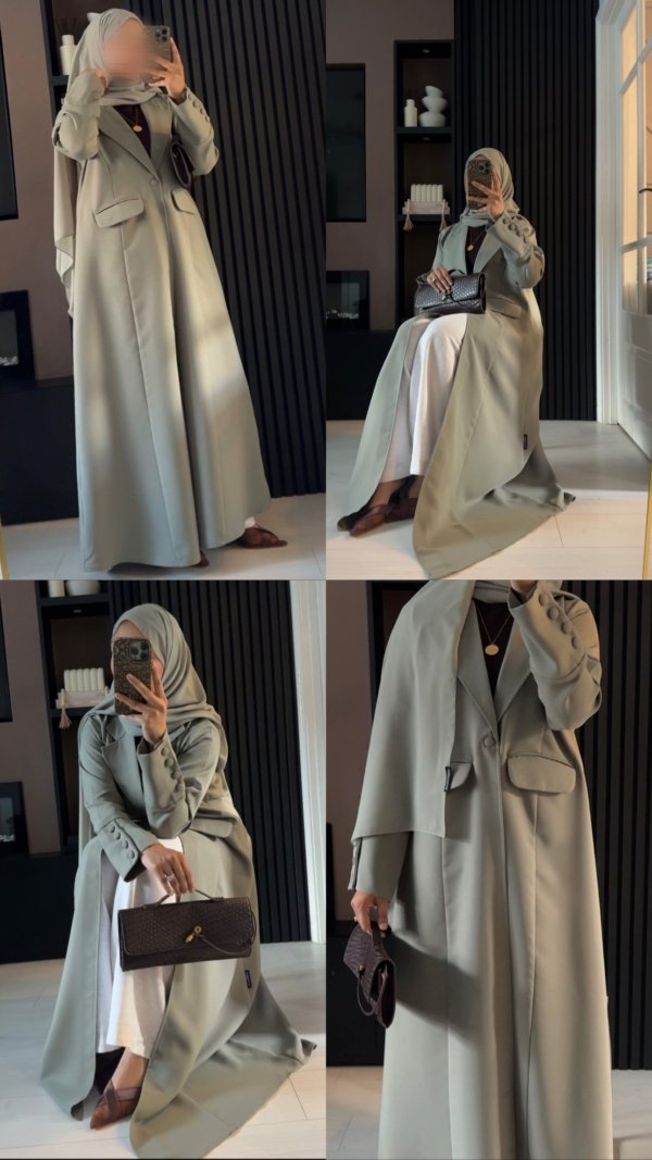 Aaliyah Tailored Blazer Abaya | Sage Mist